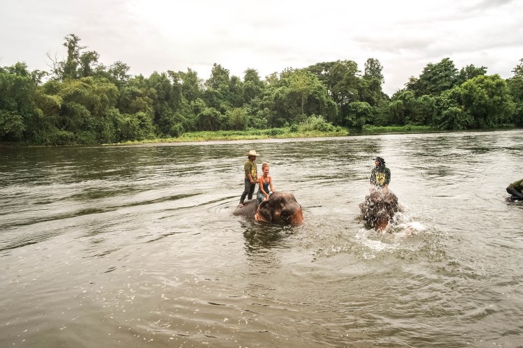 Malvina Dunder blog rozwój osobisty, relacje, podróże Tajlandia Kanchanaburi sanktuarium dla słoni, pływanie ze słoniem rzeka